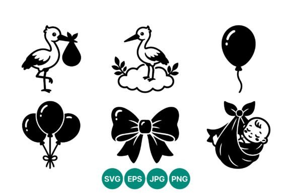 Black and White Baby Arrival Vector Set Review
