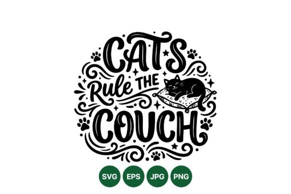 Cats Rule the Couch Design: Graphics & Illustrations
