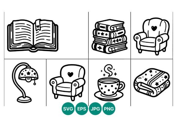 Cozy Book and Armchair Line Icons Review