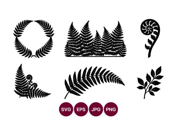 Fern Silhouettes Line Art: Graphics & Illustrations Review