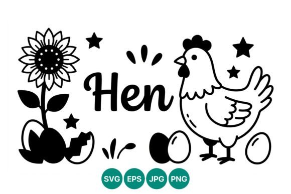 Hen Eggs Sunflower Farm Vector Graphics & Illustrations
