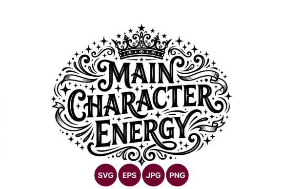 Main Character Energy Crown Lettering Graphics & Illustrations