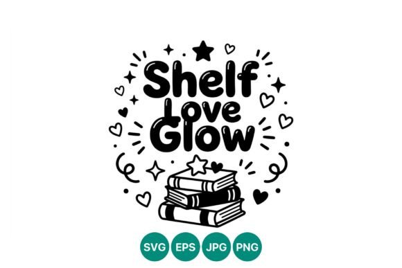Shelf Love Glow Books Vector Graphics & Illustrations
